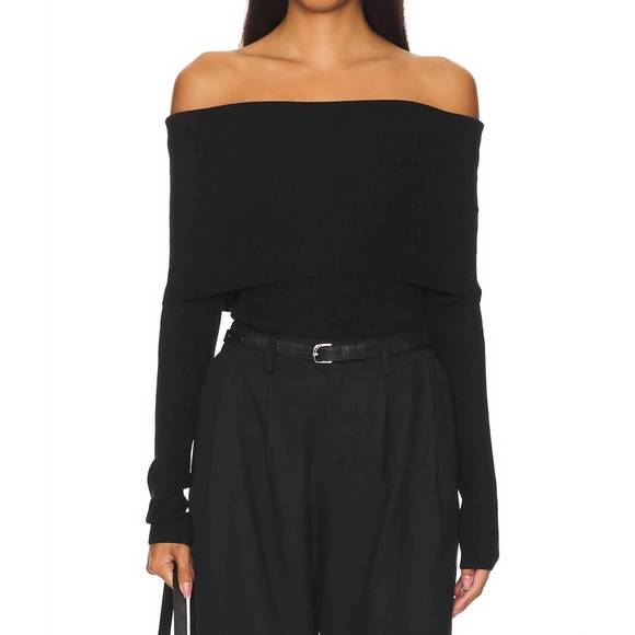 NEW A.L.C. evelyn merino off shoulder top in black